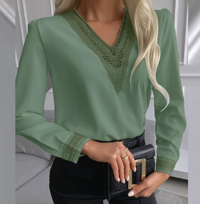 Blusa  Renda Guipir  Manga Longa 
