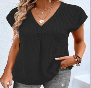Camiseta Lisa com Decote em V