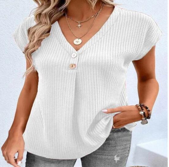 Camiseta Lisa com Decote em V