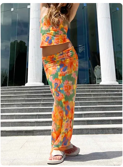 Conjunto Verão Colorido Foral
