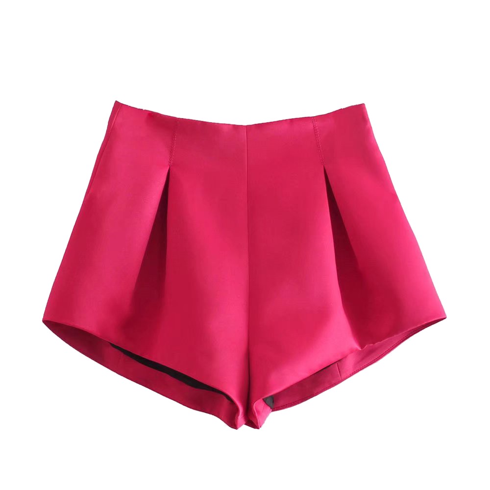 Short Casual Plissado de Cintura Alta