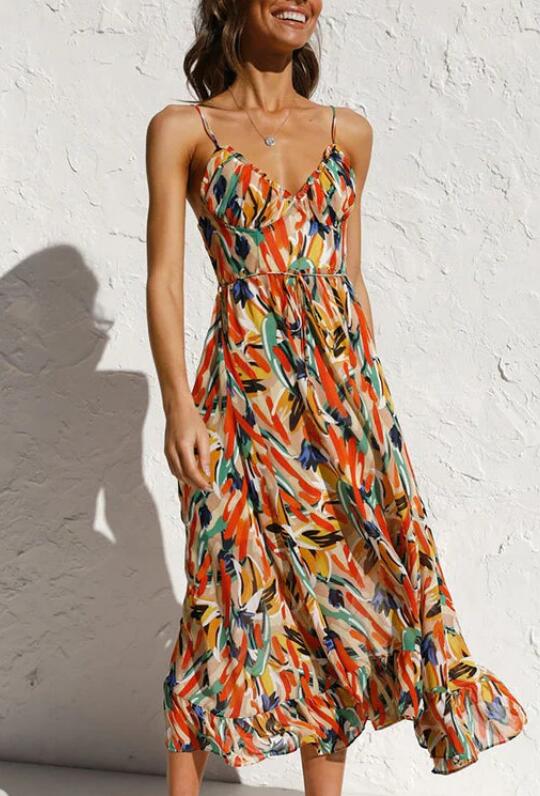Vestido Longo Colorido Midi