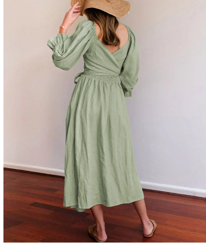 Vestido Primavera duas Peças com Decote em V