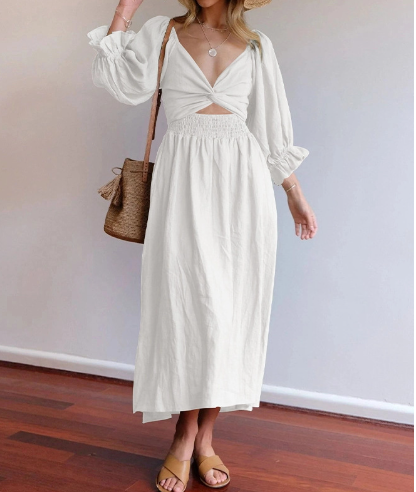 Vestido Primavera duas Peças com Decote em V