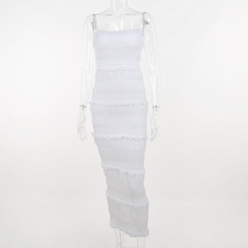 Vestido sem Mangas com Babado de Tecido